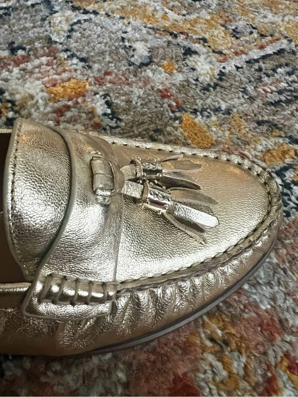 Vince Camuto Metallic Gold Tassel Loafers - Women's